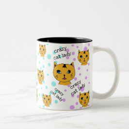 Caneca De Café Em Dois Tons Gato Louco Lady Rainbow Bolinhas Mug