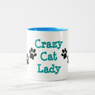 Caneca De Café Em Dois Tons Gato Louco Senhora Pawprint Design Coffee Mug