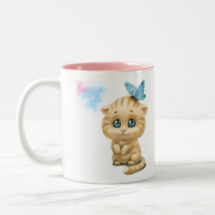 Caneca De Café Em Dois Tons gato mais bonito