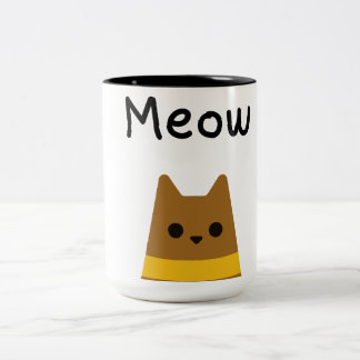 Caneca De Café Em Dois Tons Gato Marrom Minimalista Fofo Mia Caneca Café Duas 