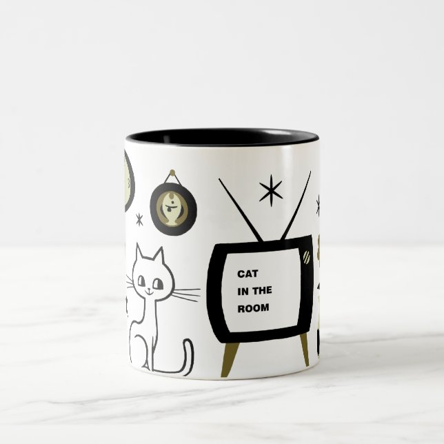 Caneca De Café Em Dois Tons Gato moderno (Centro)
