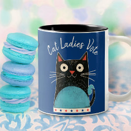 Caneca De Café Em Dois Tons Gato Mulheres Votam Escuridão Feminista Rústica Fo