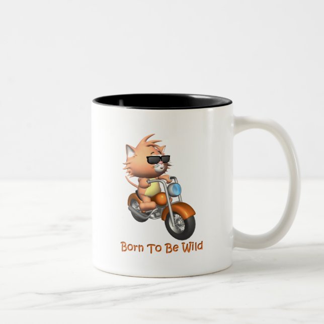 Caneca De Café Em Dois Tons Gato - nascer a ser selvagem (Direita)