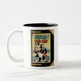 Caneca De Café Em Dois Tons Gato Negro - Cartoon de Gato Super-Herói - Átom o 
