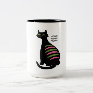 Caneca De Café Em Dois Tons Gato Negro do século médio