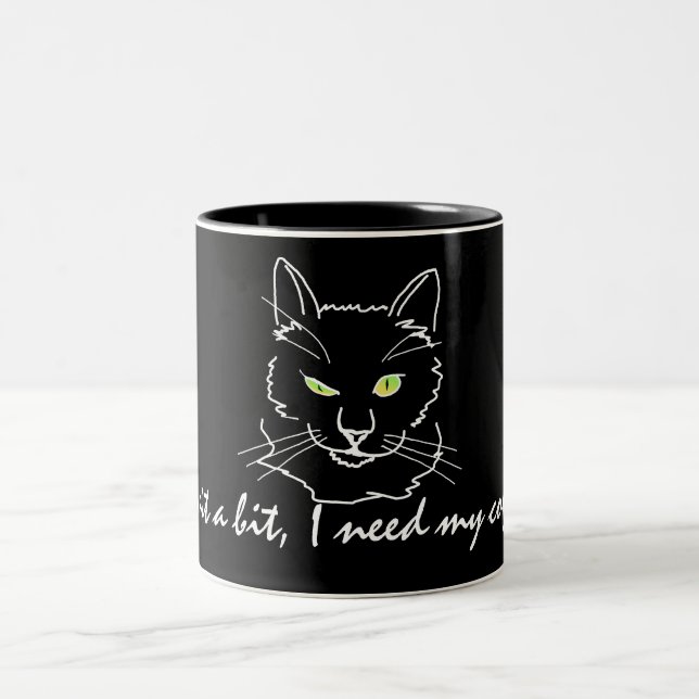 Caneca De Café Em Dois Tons Gato Negro Engraçado (Centro)