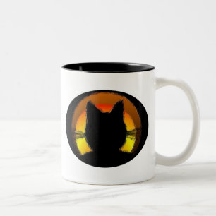 Caneca De Café Em Dois Tons Gato Negro Halloween