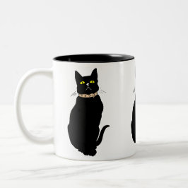 Caneca De Café Em Dois Tons Gato negro, ilustração animal