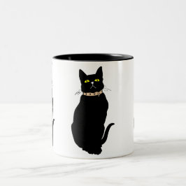Caneca De Café Em Dois Tons Gato negro, ilustração animal