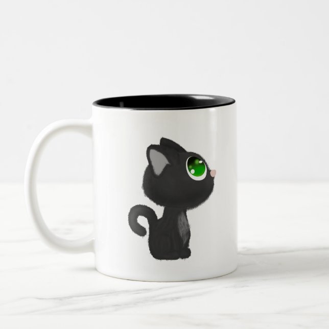 Caneca De Café Em Dois Tons Gato Pequeno Gato Felino Animais Domésticos (Esquerda)