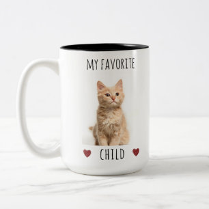 Caneca De Café Em Dois Tons Gato Personalizado de Fotografia do Meu Filho 2 Fa