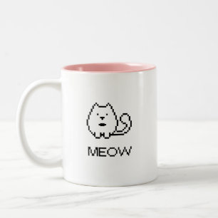 Caneca De Café Em Dois Tons Gato Pixel Miado