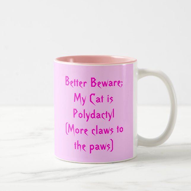 Caneca De Café Em Dois Tons Gato Polydactyl do relógio! (Direita)