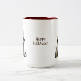 Caneca De Café Em Dois Tons Gato Preto Caprichoso Feliz Halloween