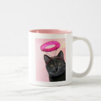 Gato Preto com Anjo Rosa Halo