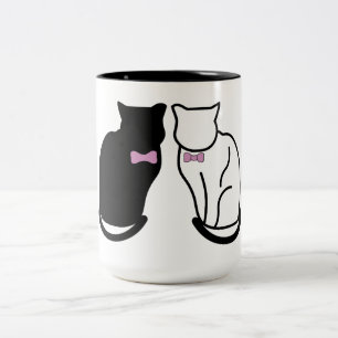 Caneca De Café Em Dois Tons Gato Preto e Branco