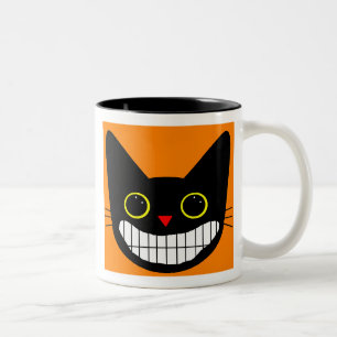 Caneca De Café Em Dois Tons Gato preto feliz