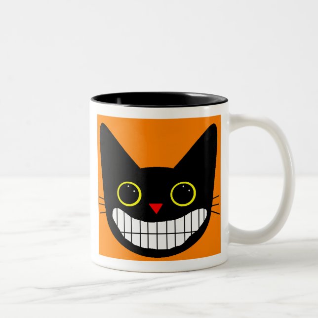 Caneca De Café Em Dois Tons Gato preto feliz (Direita)