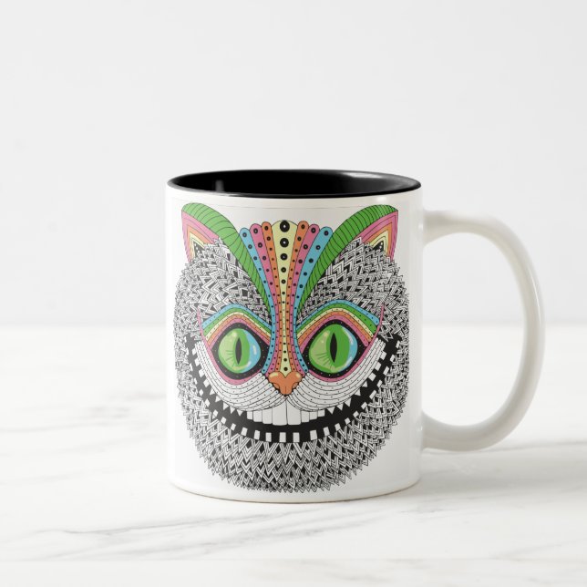 Caneca De Café Em Dois Tons Gato psicadélico de Cheshire (Direita)