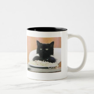 Caneca De Café Em Dois Tons Gato que come os espaguetes