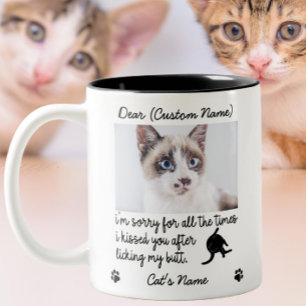 Caneca De Café Em Dois Tons gato querido, presente de foto de gato engraçado p