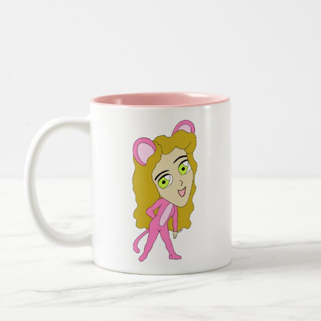 Caneca De Café Em Dois Tons gato rosa (Esquerda)