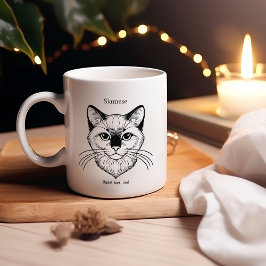 Caneca De Café Em Dois Tons Gato Siamês - Elegante. Leal. Alto.