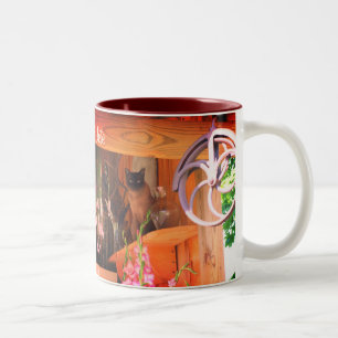 Caneca De Café Em Dois Tons Gato Siamês Na Prateleira Personalizado