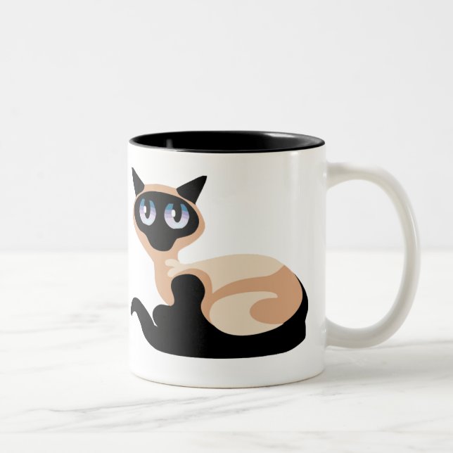 Caneca De Café Em Dois Tons Gato Siamese (Direita)