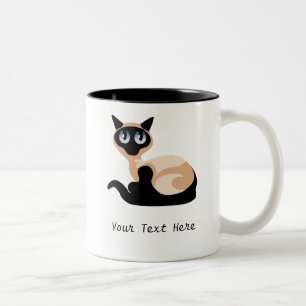 Caneca De Café Em Dois Tons Gato Siamese (customizável)