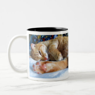 Caneca De Café Em Dois Tons Gato sonolento preguiçoso do gengibre