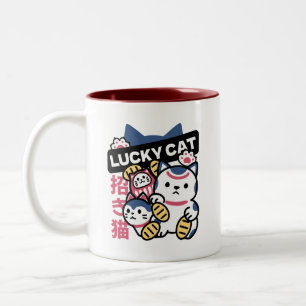 Caneca De Café Em Dois Tons Gato Sortudo Maneki Neko – Gato da Sorte Japonês