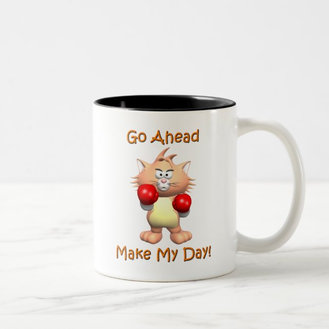 Caneca De Café Em Dois Tons Gato - vá fazem adiante meu dia (Direita)
