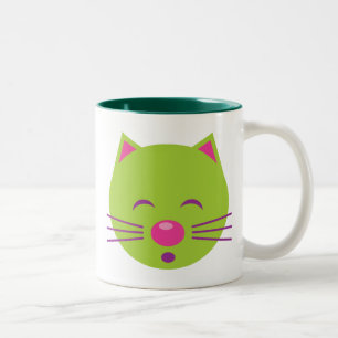 Caneca De Café Em Dois Tons Gato Verde Sonolento