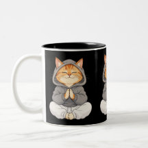 Gato Zen com Capuz – Gato de Desenho Animado Fofo 