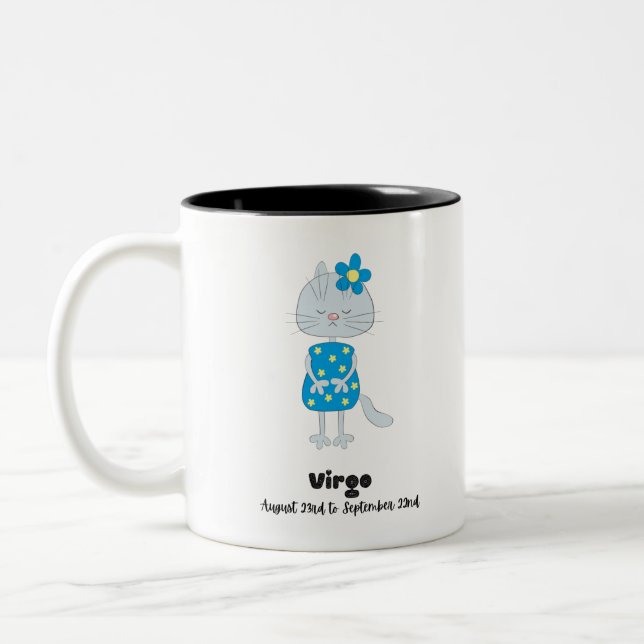 Caneca De Café Em Dois Tons Gato Zodíaco de Virgem (Esquerda)