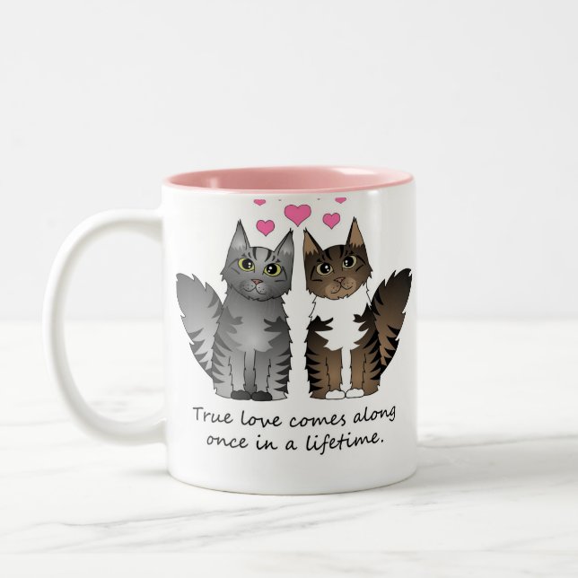 Caneca De Café Em Dois Tons Gatos bonitos - amor verdadeiro (Esquerda)