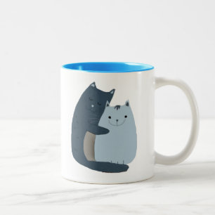 Caneca De Café Em Dois Tons Gatos Bonitos Arte Entusiasmada