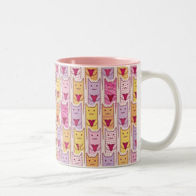Caneca De Café Em Dois Tons Gatos bonitos com corações Loving (Direita)