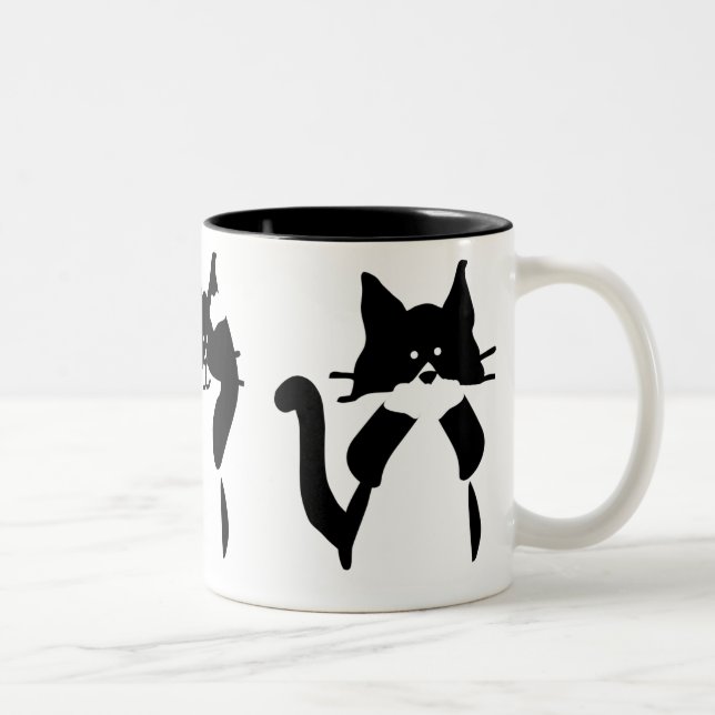 Caneca De Café Em Dois Tons Gatos Brancos Pretos | Três Gatinhos (Direita)