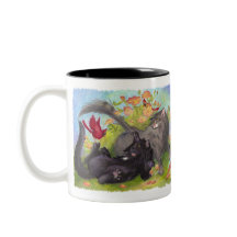 Gatos, cardeais e rosas/caneca