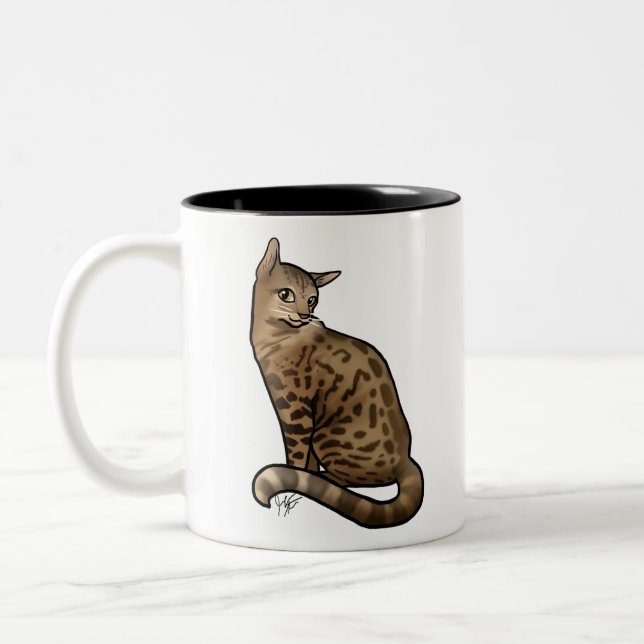 Caneca De Café Em Dois Tons Gatos de Bengala com casacos (Esquerda)