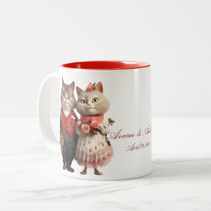 Caneca De Café Em Dois Tons Gatos de noiva e de noiva