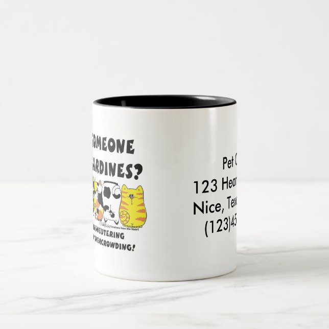 Caneca De Café Em Dois Tons Gatos De Sardine (Centro)