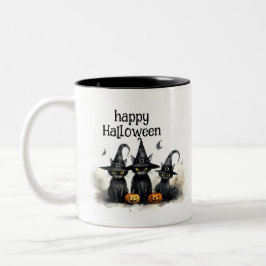 Caneca De Café Em Dois Tons Gatos de Testemunha de Cores Molhosos Pumpkins