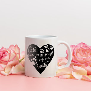 Caneca De Café Em Dois Tons Gatos deixam pegadas nos nossos corações Pet Love
