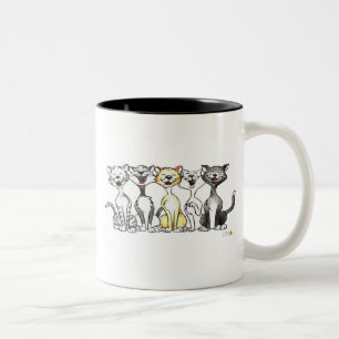 Caneca De Café Em Dois Tons Gatos do canto