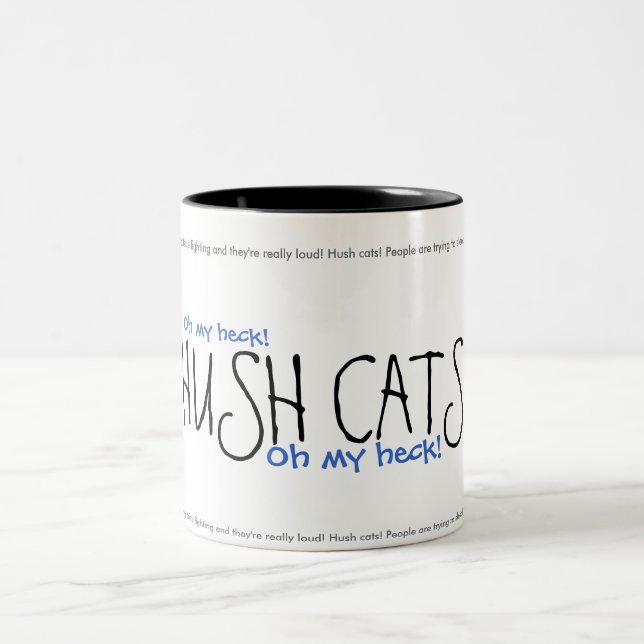 Caneca De Café Em Dois Tons GATOS DO HUSH! Ver. 2 (Centro)