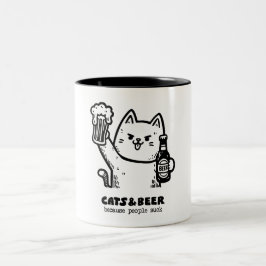 Caneca De Café Em Dois Tons Gatos e cerveja 1