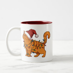 Caneca De Café Em Dois Tons Gatos Engraçados Natal Gato Laranja Mãe Amante de 